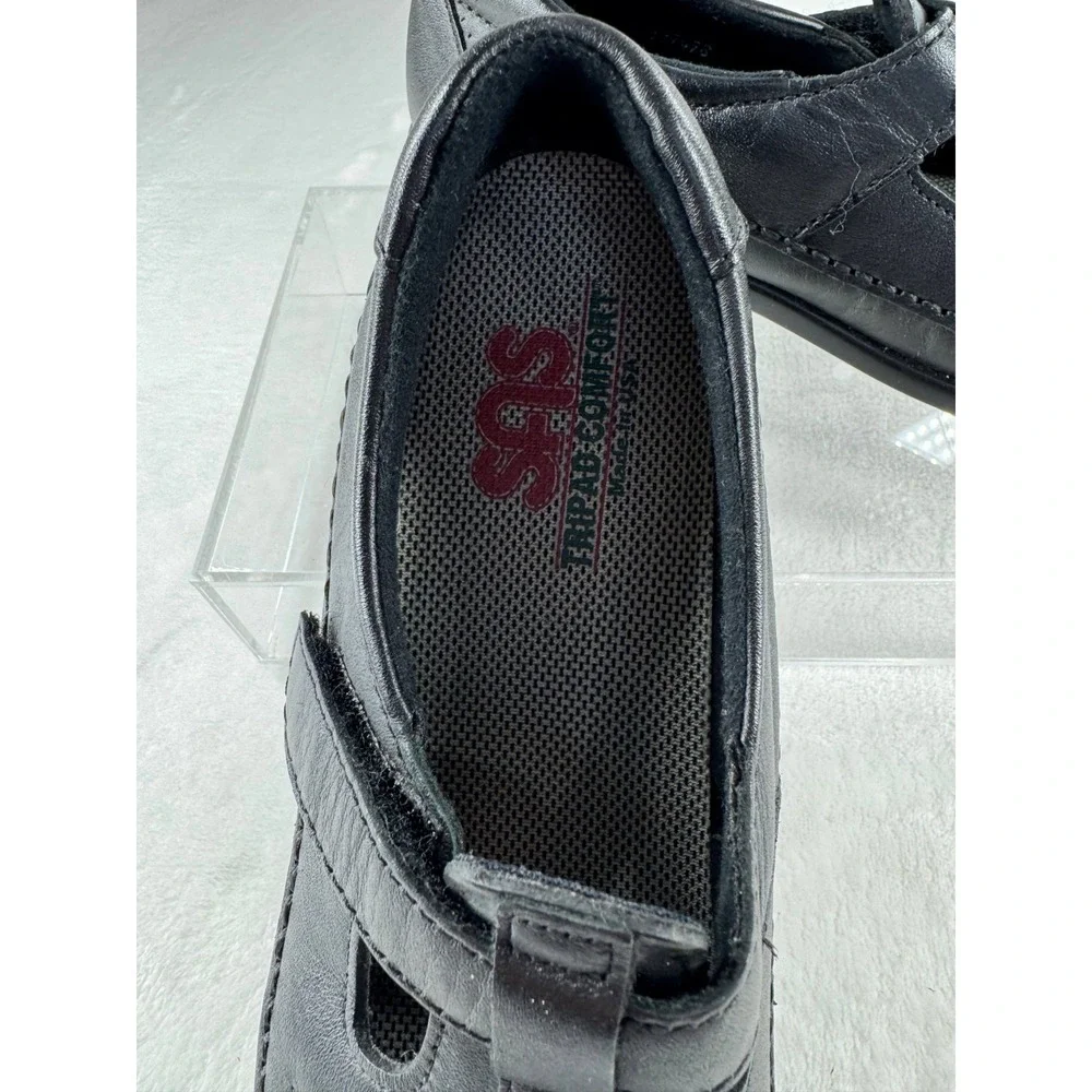 SAS‎ Roamer EZ Strap Walking Shoes Women's Black Leather Hook & Loop Comfort 6.5